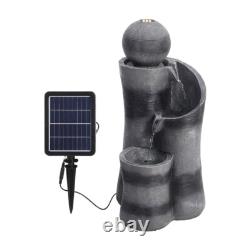 Outdoor Garden Water Fountain Solar Water Feature Statues Decor With LED Light UK