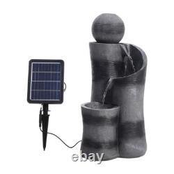 Outdoor Garden Water Fountain Solar Water Feature Statues Decor With LED Light UK