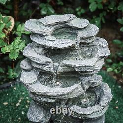 Outdoor LED Rockfall Water Feature Electric Garden Cascading Fountain uk