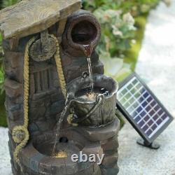Outdoor LED Solar Water Fountain Classic Oriental Wells Garden Water Feature