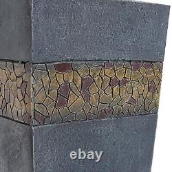 Outdoor Natural Slate Garden Water Feature LED Fountain Electric Statue Decor