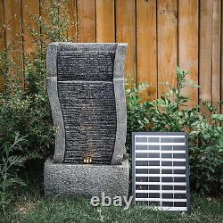 Outdoor Solar Cascading Water Fountain Feature LED Light Garden Statue Cascading