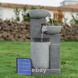 Outdoor Solar Garden Cascading Fountain LED Light Rockfall Water Feature uk