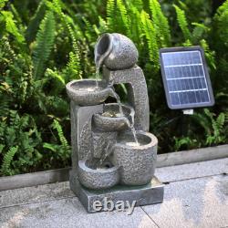 Outdoor Solar Power LED Water Bowl Fountain Garden Water Feature Fountain UK