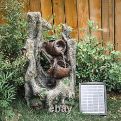 Outdoor Solar Power Polyresin Water Fountain Garden Feature with LED Lights Pump