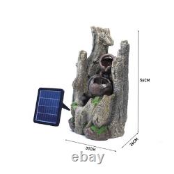 Outdoor Solar Power Polyresin Water Fountain Garden Feature with LED Lights Pump