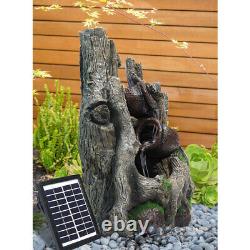 Outdoor Solar Power Polyresin Water Fountain Garden Feature with LED Lights Pump