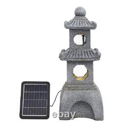 Outdoor Solar Powered Fountain Garden Cascading Water Features withLED Light &Pump