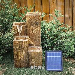 Outdoor Solar Powered Water Fountain Feature LED Lights Garden Statues Cascading