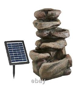 Outdoor Solar Rockfall Water Feature Fountain Garden Patio Decor