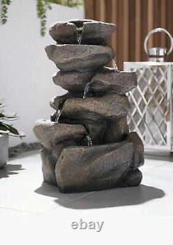 Outdoor Solar Rockfall Water Feature Fountain Garden Patio Decor