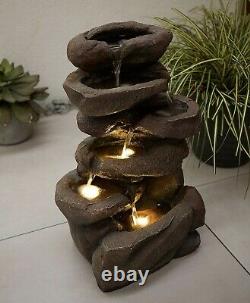 Outdoor Solar Rockfall Water Feature Fountain Garden Patio Decor