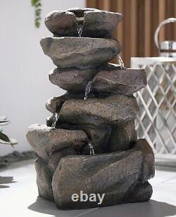 Outdoor Solar Rockfall Water Feature Fountain Garden Patio Decor