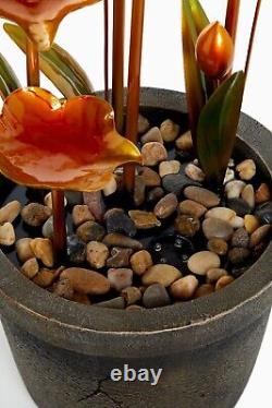 Outdoor Solar Water Feature Lotus Fountain Garden Decor Ornament NEW