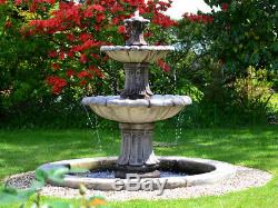 Outdoor Stone Water Feature Fountain 2 Tiered Garden Ornament Statue