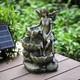 Outdoor Water Fountain 33 Inch Led Stacked Stones Garden Decor Fits Any Space