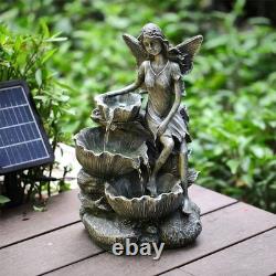 Outdoor Water Fountain 33 Inch LED Stacked Stones Garden Decor Fits Any Space