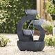 Outdoor Water Fountain Feature Led Lights Garden Slate Statues Decor Solar Power