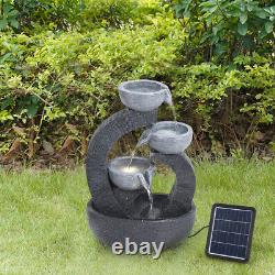 Outdoor Water Fountain Feature LED Lights Garden Slate Statues Decor Solar Power