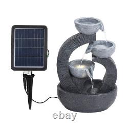 Outdoor Water Fountain Feature LED Lights Garden Slate Statues Decor Solar Power