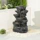 Outdoor Water Fountain Feature Led Lights Solar Power Garden Yard Stone Decor