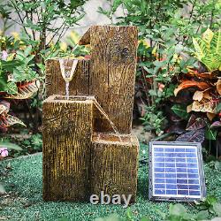 Outdoor Water Fountain LED Lights Pump Garden Statues Decor Solar Power Cascade