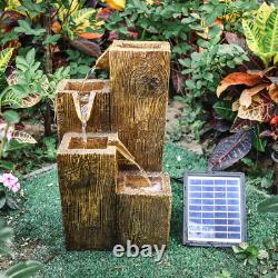 Outdoor Water Fountain LED Lights Pump Garden Statues Decor Solar Power Cascade