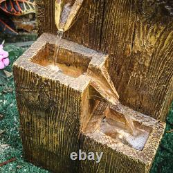 Outdoor Water Fountain LED Lights Pump Garden Statues Decor Solar Power Cascade