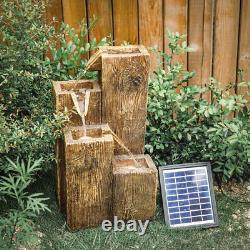 Outdoor Water Fountain LED Lights Pump Garden Statues Decor Solar Power Cascade