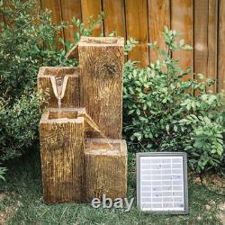 Outdoor Water Fountain LED Lights Pump Garden Statues Decor Solar Power Cascade