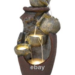 Outdoor Water Fountain with River Resin Rocks Decoration LED Light Electric Type