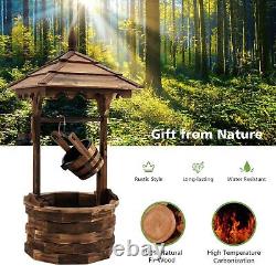 Outdoor Wooden Water Fountain Rustic Wishing Well Fountain with Electric Pump