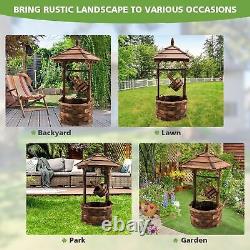 Outdoor Wooden Water Fountain Rustic Wishing Well Fountain with Electric Pump