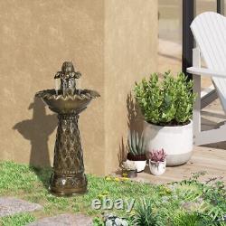Outsunny 2 Tier Garden Fountain Self Contained Cascading Water Feature Electric