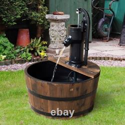 Outsunny Barrel Water Fountain Garden Decorative Water Feature with Electric Pump