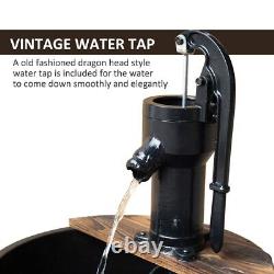 Outsunny Barrel Water Fountain Garden Decorative Water Feature with Electric Pump