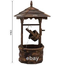 Outsunny Wood Garden Wishing Well Fountain Barrel Waterfall with Pump for Garden