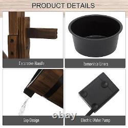 Outsunny Wood Garden Wishing Well Fountain Barrel Waterfall with Pump for Garden