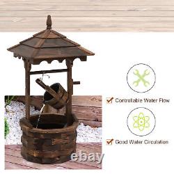 Outsunny Wood Garden Wishing Well Fountain Barrel Waterfall with Pump for Garden