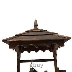 Outsunny Wood Garden Wishing Well Fountain Barrel Waterfall with Pump for Garden