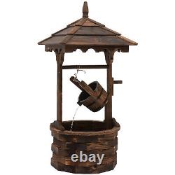 Outsunny Wood Garden Wishing Well Fountain Barrel Waterfall with Pump for Garden