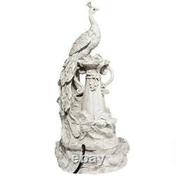 PEACOCK URN WATER FOUNTAIN SCULPTURE Zen Patio Porch Balcony Garden Statue Art