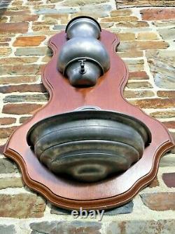 PEWTER Lavabo WALL WATER WINE FOUNTAIN VENEERED PLAQUE VINTAGE FRENCH WORKING