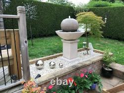 Patio Ball Fountain On Classic Plinth Water Feature Stone Garden Ornament