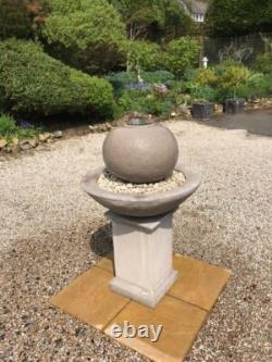 Patio Ball Fountain On Classic Plinth Water Feature Stone Garden Ornament