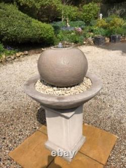 Patio Ball Fountain On Classic Plinth Water Feature Stone Garden Ornament