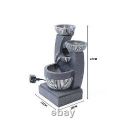 Patio Garden Fountains Water Feature Rock Waterfall Indoor Outdoor With LED Light