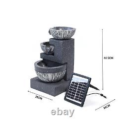 Patio Solar Waterfall Statue Water Feature LED Lighting Outdoor Garden Fountains