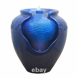 Peaktop Outdoor Garden Patio Blue LED Pot Water Fountain Feature YG0036AZ-UK