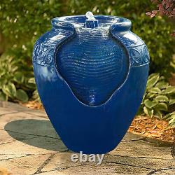 Peaktop Outdoor Garden Patio Blue LED Pot Water Fountain Feature YG0036AZ-UK